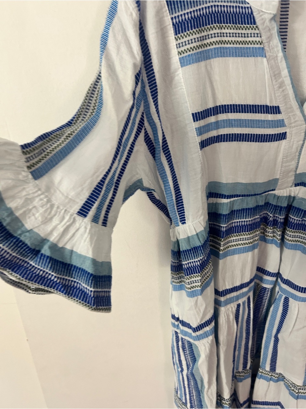 Blue Striped V-Neck Women’s Dress - Picture 2 of 3